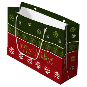 Burgundy With Dark And Light Green Gift Bag