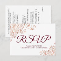 Burgundy with Elegant Rose Gold Lace Wedding