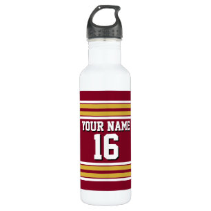 Burgundy with Gold White Stripes Team Jersey 710 Ml Water Bottle