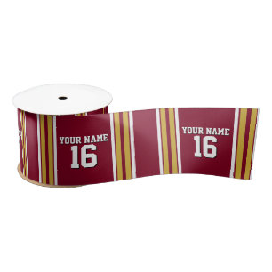 Burgundy with Gold White Stripes Team Jersey Satin Ribbon