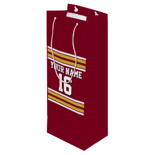Burgundy with Gold White Stripes Team Jersey Wine Gift Bag