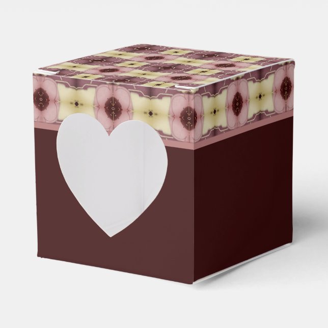 Burgundy With Pink Pattern Favor Box (Front Side)