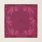 Burgundy with Pink Water Lily Square Chiffon Scarf