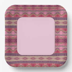 Burgundy With Pinks Paper Plate