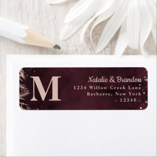 Burgundy with Rose Gold Monogram Return Address