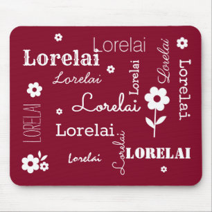 Burgundy with White Flowers, Customized Mouse Pad
