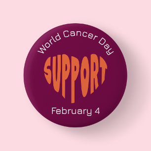 Burgundy World Cancer Day 2 Inch Round Button