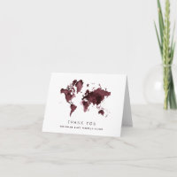 Burgundy World Map | Elegant Travel Theme Wedding