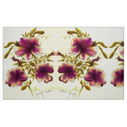 Burgundy Yellow Flowers Fabric