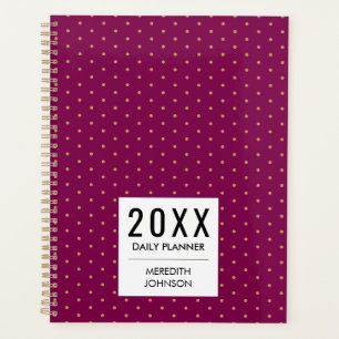 Burgundy Yellow Gold Polka Dots Daily Planner