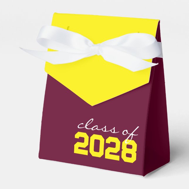Burgundy & Yellow Graduation Favour Boxes (Front Side)