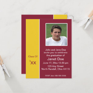 Burgundy & Yellow Graduation Photo Announcement