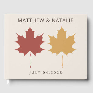Burgundy Yellow Maple Leaf Fall Custom Sign In Guest Book