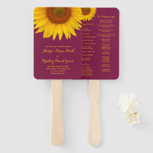 Burgundy Yellow Sunflower Wedding Program Fan