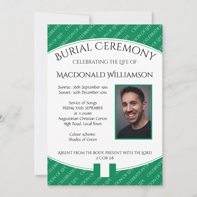 BURIAL CEREMONY Funeral NIGERIA Photo Invitation (Front)
