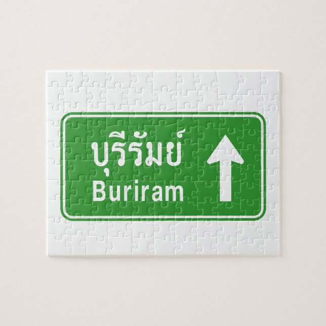 Buriram Ahead ⚠ Thai Highway Traffic Sign ⚠ Jigsaw Puzzle (Horizontal)