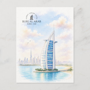 Burj Al Arab, Iconic luxury hotel,  Dubai Travel Postcard