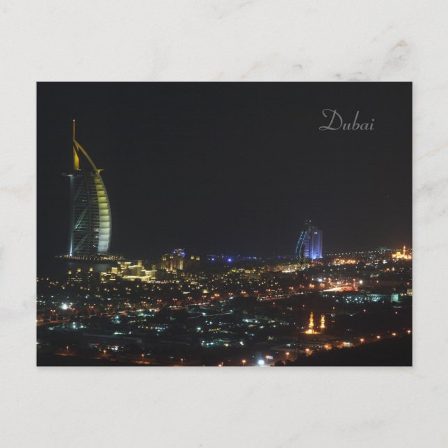 Burj Al Arab la nuit, Dubaï - Carte postale (Devant)
