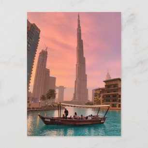 Burj Khalifa Boat Lake Cityscape          Postcard