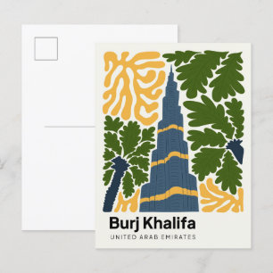 Burj Khalifa Dubai UAE abstract travel floral Postcard