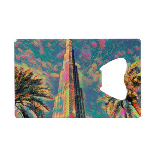Burj Khalifa painting Credit Card Bottle Opener