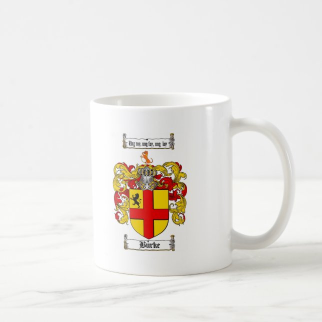 BURKE FAMILY CREST -  BURKE COAT OF ARMS COFFEE MUG (Right)