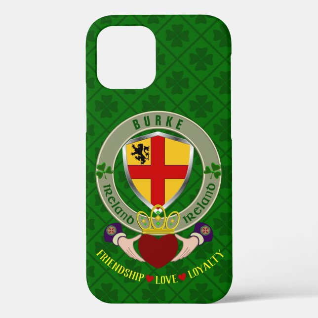 Burke Irish Shield & Claddagh Personalized Case-Mate iPhone Case (Back)