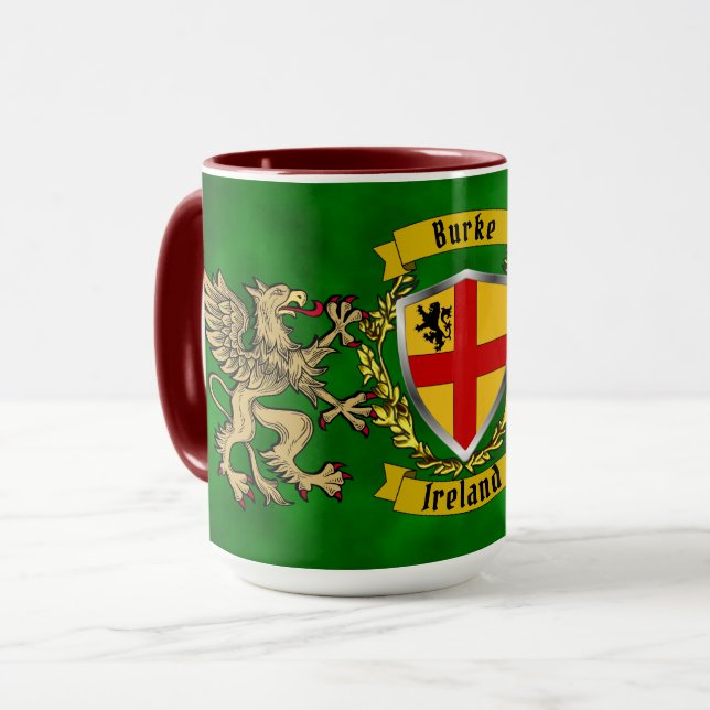 Burke Irish Shield & Griffins Personalized   Mug (Front Left)