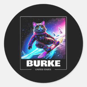 Burke United States Ski Skiing Skier  Classic Round Sticker