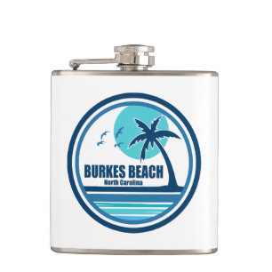 Burkes Beach South Carolina Palm Tree Birds Hip Flask