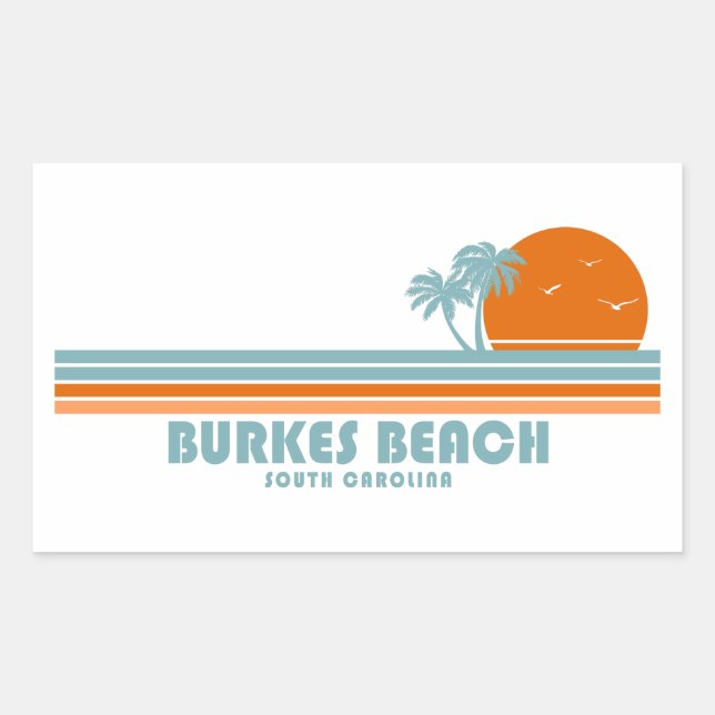 Burkes Beach South Carolina Sun Palm Trees Sticker (Front)