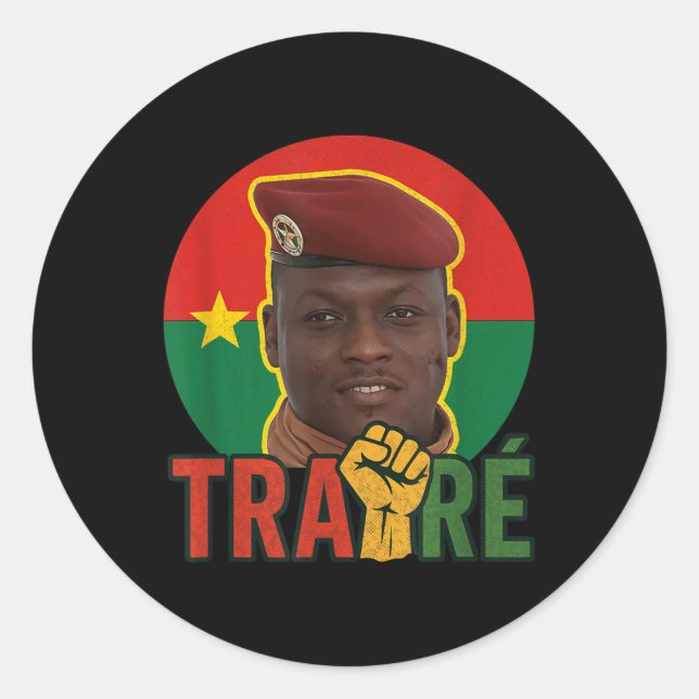 Burkina Faso - Bravo Captain Ibrahim Traoré _ Thom Classic Round Sticker (Front)