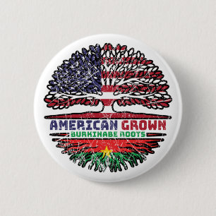 Burkina Faso Burkinabe American USA Tree Roots 2 Inch Round Button