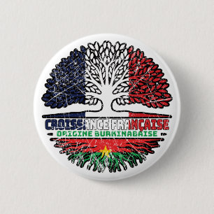 Burkina Faso Burkinabe  French France Tree Roots 2 Inch Round Button