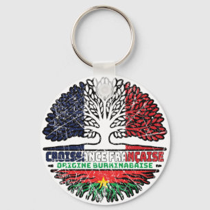 Burkina Faso Burkinabe  French France Tree Roots Keychain
