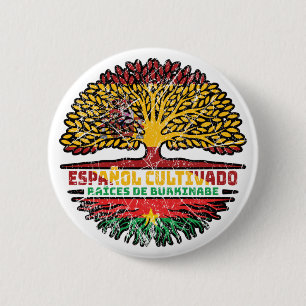 Burkina Faso Burkinabe Spanish Spain Tree Roots 2 Inch Round Button