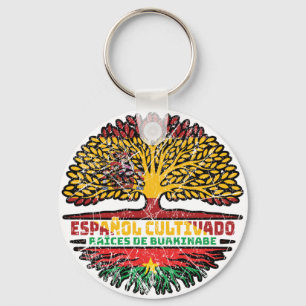 Burkina Faso Burkinabe Spanish Spain Tree Roots Keychain