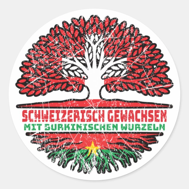 Burkina Faso Burkinisch Schweizer Schweiz Baum Classic Round Sticker (Front)