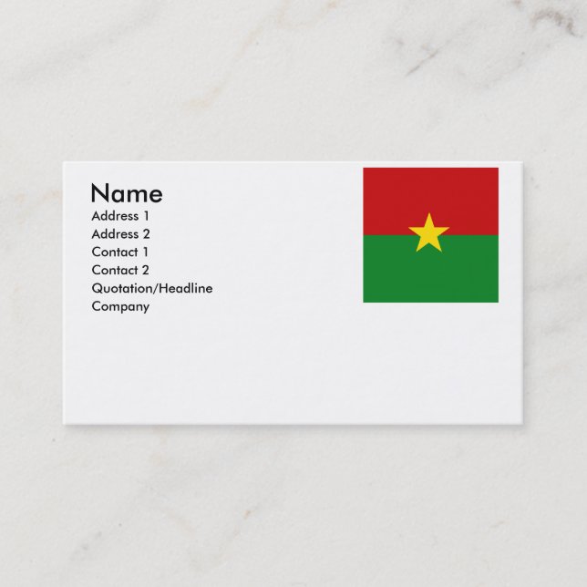 Burkina Faso Business Card (Front)
