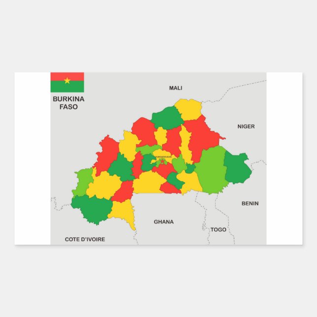 burkina faso country political map flag sticker (Front)