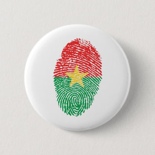 Burkina Faso Flag Fingerprint Country Pride 2 Inch Round Button