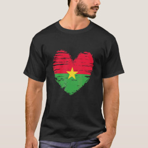 Burkina Faso Heart Burkinese Flag Burkinese Pride T-Shirt