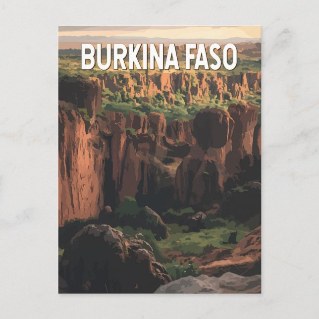 Burkina Faso Illustration Travel Art Vintage Postcard (Front)