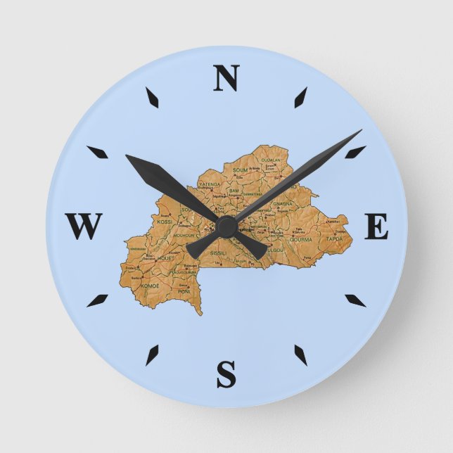 Burkina Faso Map Clock (Front)