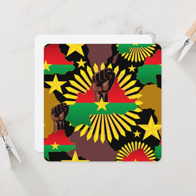 Burkina Faso Map, Flag and Revolution Fist (Front/Back In Situ)