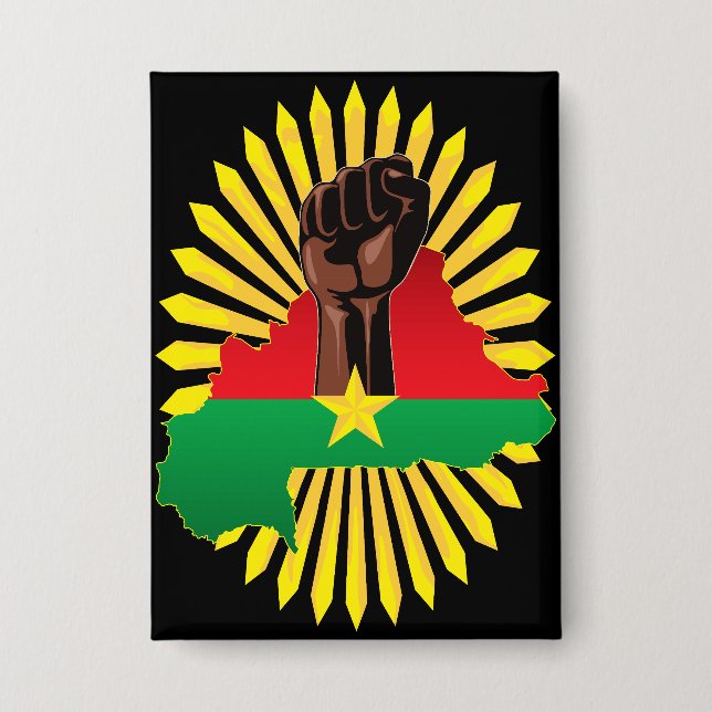 Burkina Faso Map, Flag and Revolution Fist (Front)