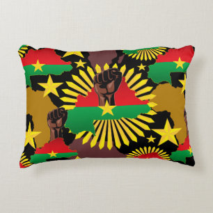 Burkina Faso Map, Flag and Revolution Fist Accent Pillow