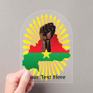 Burkina Faso Map, Flag and Revolution Fist Acrylic Invitations