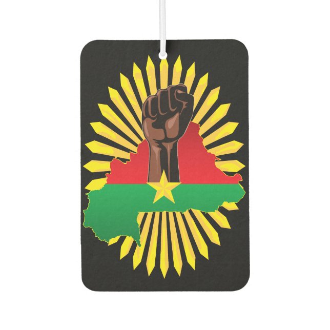 Burkina Faso Map, Flag and Revolution Fist Air Freshener (Front)