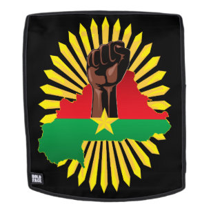 Burkina Faso Map, Flag and Revolution Fist Backpack